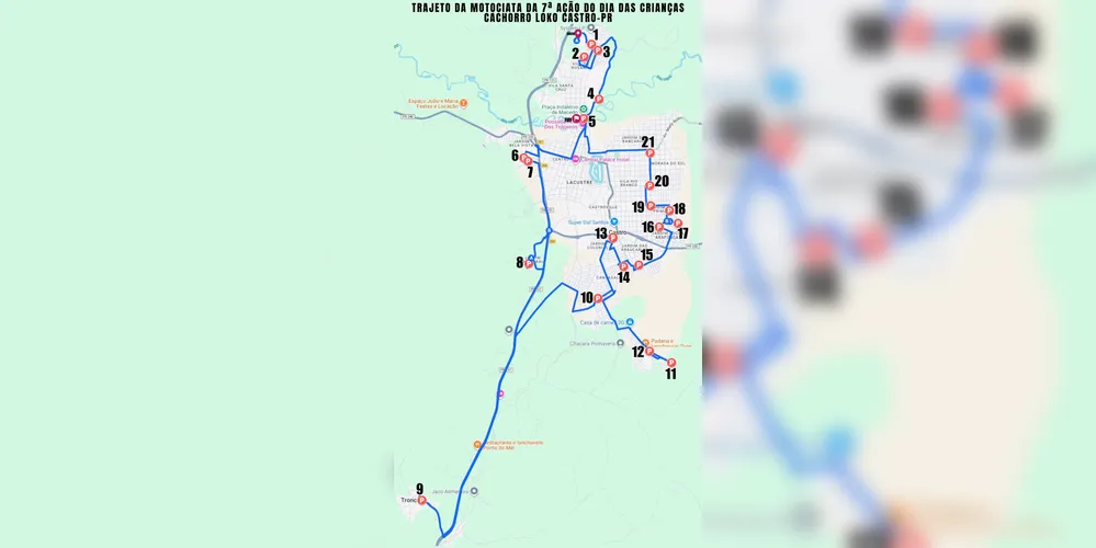 O trajeto terá 22 pontos