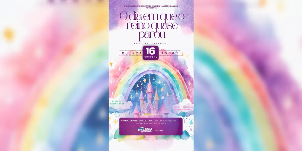 Cartaz do musical infantil 'O dia em que o reino quase parou'