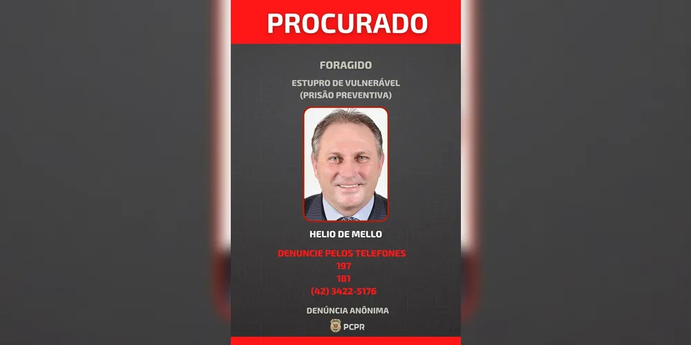 A PCPR solicita a colaboração da população com informações que auxiliem na localização do foragido