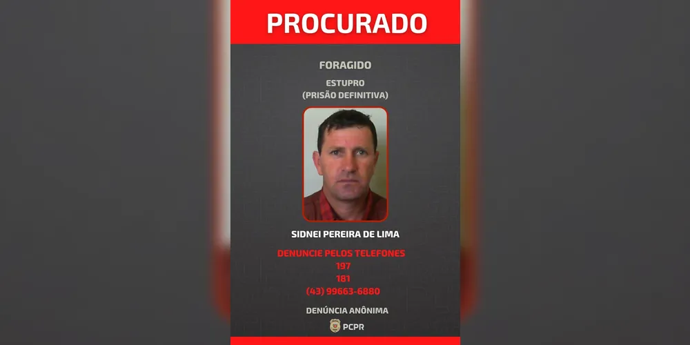 Saiba mais informações sobre o foragido e contribua na denúncia.