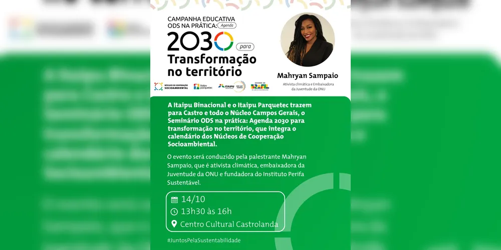 Imagem ilustrativa da imagem Embaixadora da Juventude da ONU realiza palestra em Castro