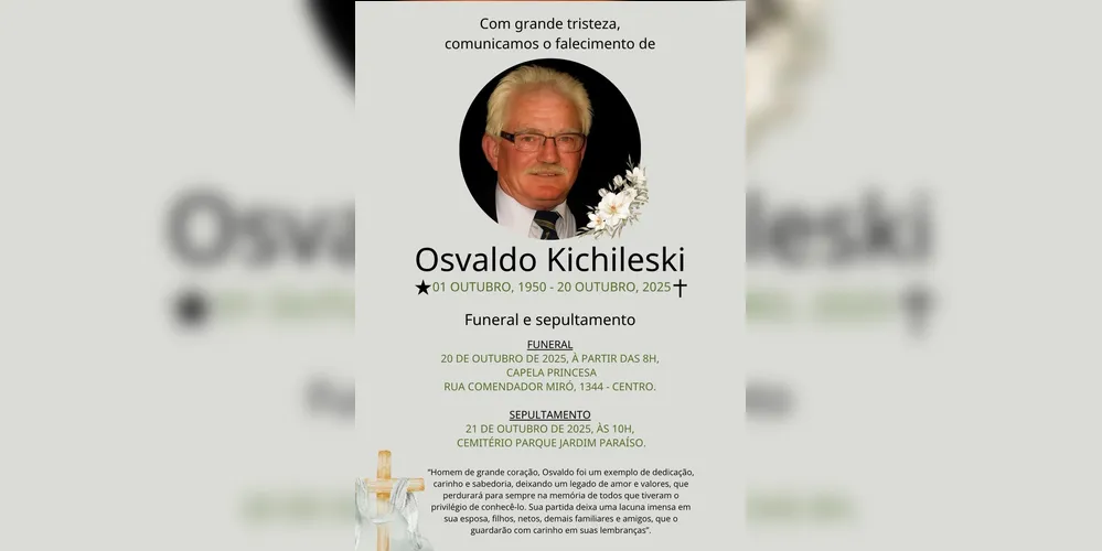Imagem ilustrativa da imagem Morte de empresário causa grande comoção em Ponta Grossa