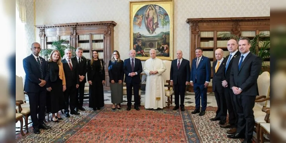 Papa Leão XIV durante a visita privada do presidente Lula