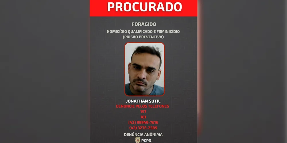 As diligências para localizar o suspeito seguem em andamento.