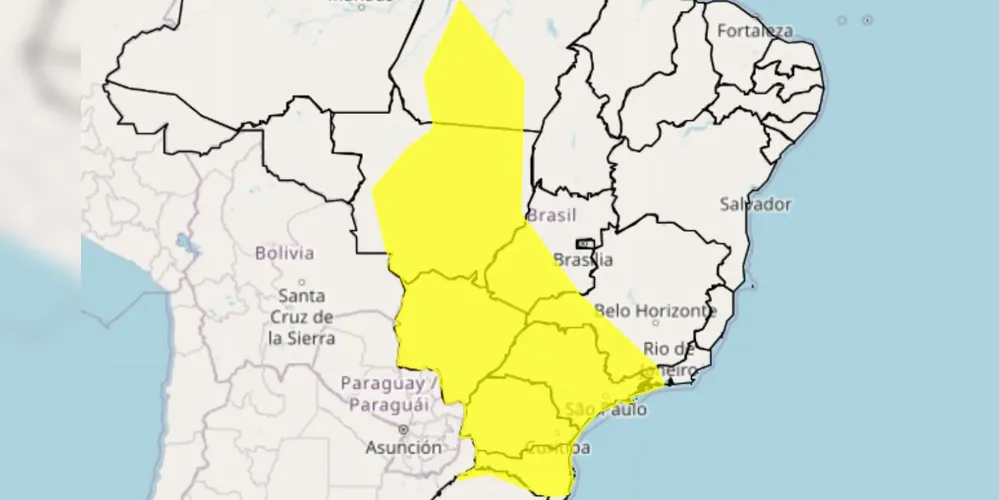 INMET aponta regiões em alerta amarelo