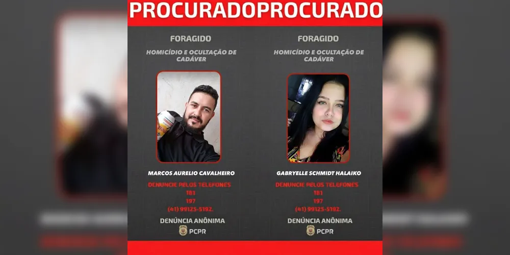 Imagem ilustrativa da imagem Casal é procurado por sumir com corpo de ex em Balsa Nova