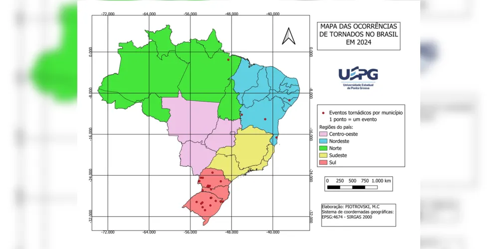 Mapa das ocorrências registradas no país