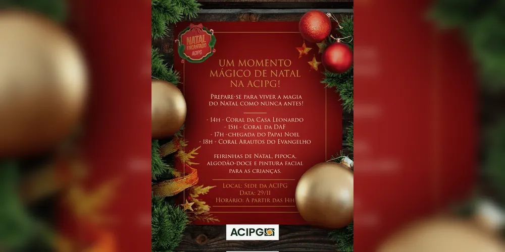 Imagem ilustrativa da imagem Acipg promove Natal Encantado com campanha para impulsionar comércio local