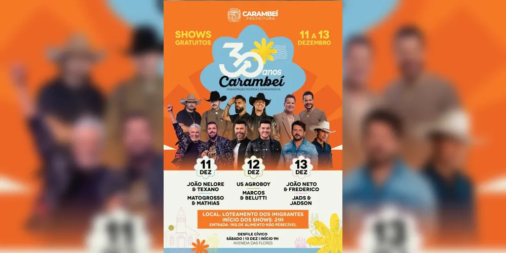 Programação completa do aniversário da cidade