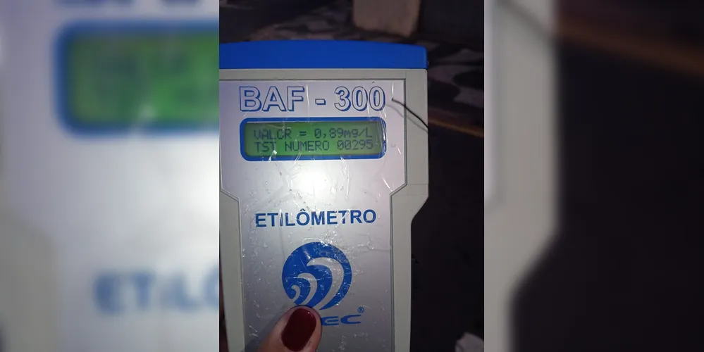 Teste do etilômetro apontou a ingestão de álcool
