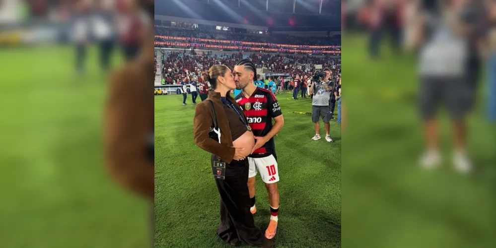 Imagem ilustrativa da imagem Nasce Milano, filho de Arrascaeta, meia do Flamengo, e Camila Bastiani