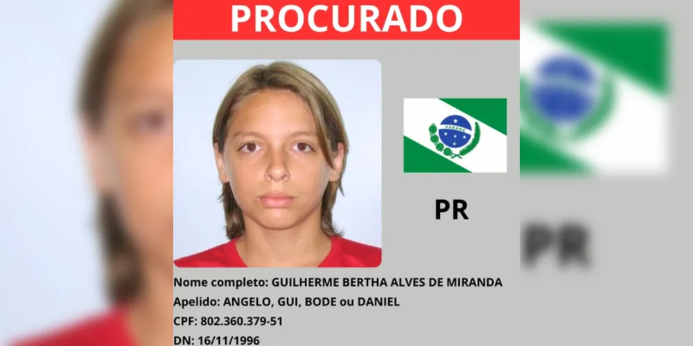 PROCURADO: Guilherme Bertha Alves de Miranda