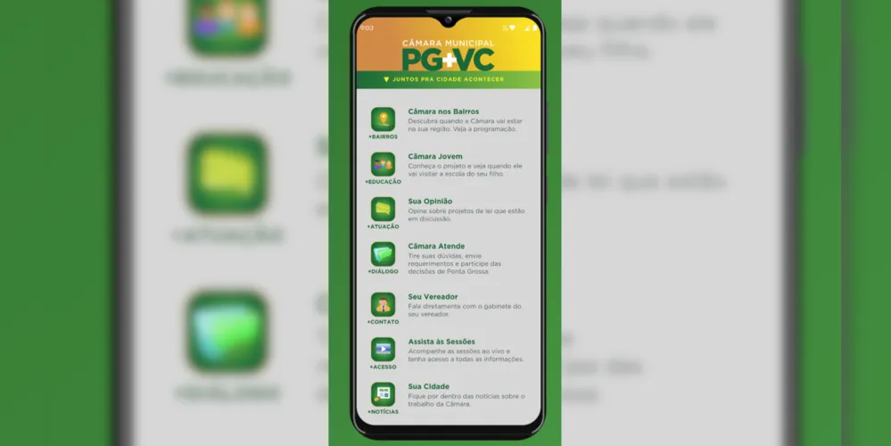 O aplicativo oficial da Câmara: PG+VC.