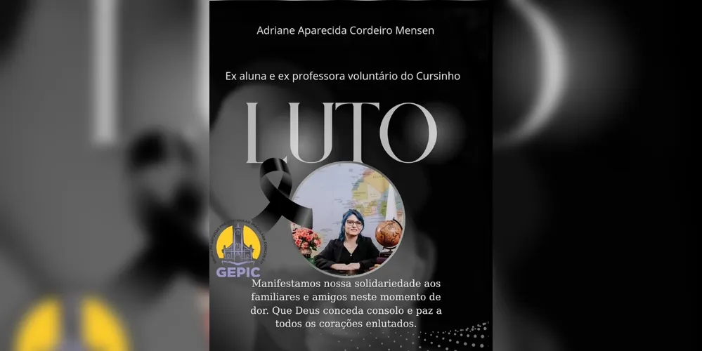 A nota de pesar foi divulgada nas redes sociais