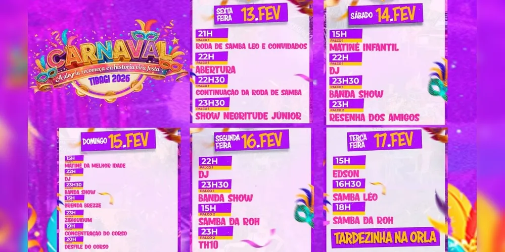 Confira a programação