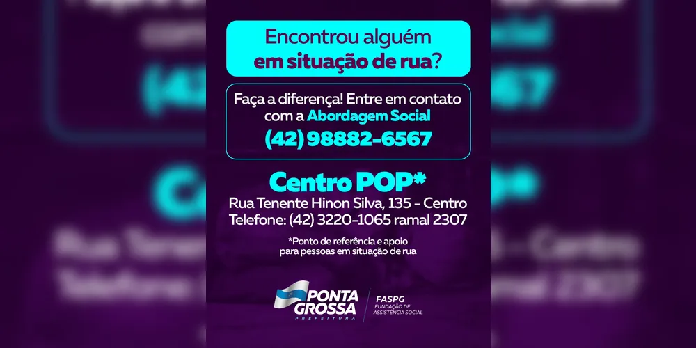 Imagem ilustrativa da imagem Abordagem Social de Ponta Grossa ganha novo telefone para atendimento