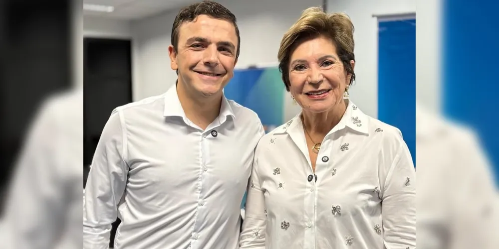 O deputado Aliel Machado (PV) e a prefeita de Ponta Grossa, Elizabeth Schmidt (União Brasil)