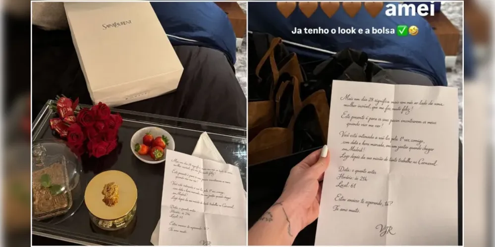 Imagem ilustrativa da imagem Virginia ganha presente de R$ 10 mil e carta apaixonada de Vini Jr.; leia