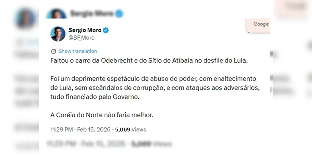 Publicação foi realizada na rede social X