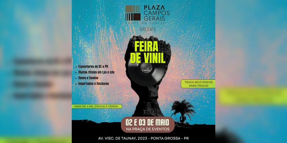 Imagem ilustrativa da imagem Feira de Vinil reúne expositores no novo Shopping Plaza Campos Gerais em PG