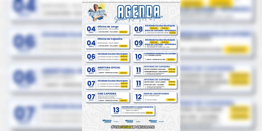 Imagem ilustrativa da imagem Semana da Capoeira tem início neste sábado em Ponta Grossa