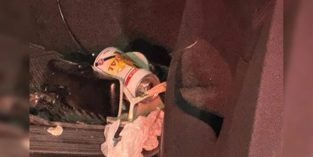 Lata de cerveja encontrada em veículo
