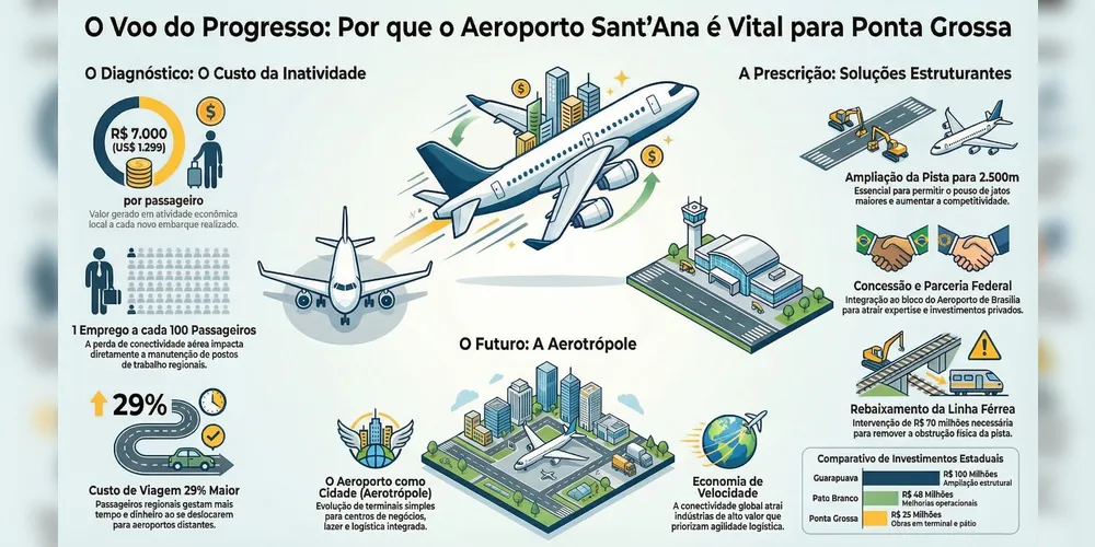 Imagem resume a atual situação do aeroporto de Ponta Grossa