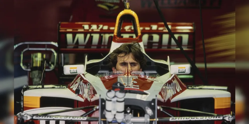 Alex Zanardi em seu carro da Willians para correr no Autódromo de Interlagos