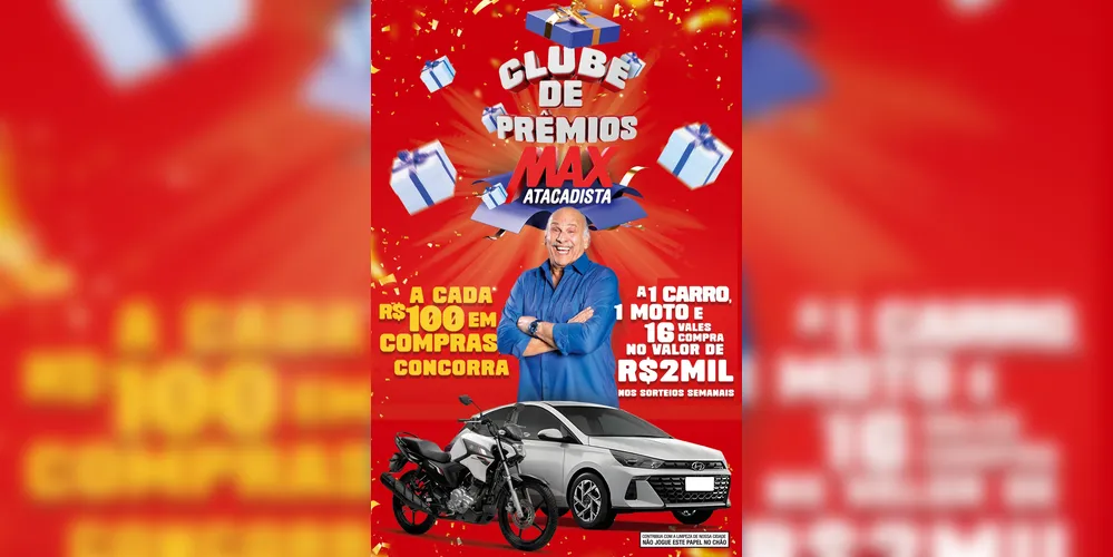 Imagem ilustrativa da imagem Max Atacadista lança promoção com carro, moto e vales-compra em Ponta Grossa e Castro