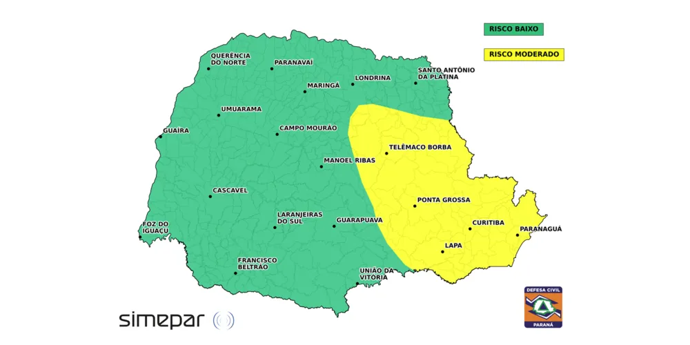 Imagem ilustrativa da imagem Defesa Civil alerta sobre risco de tempestade em PG nesta terça