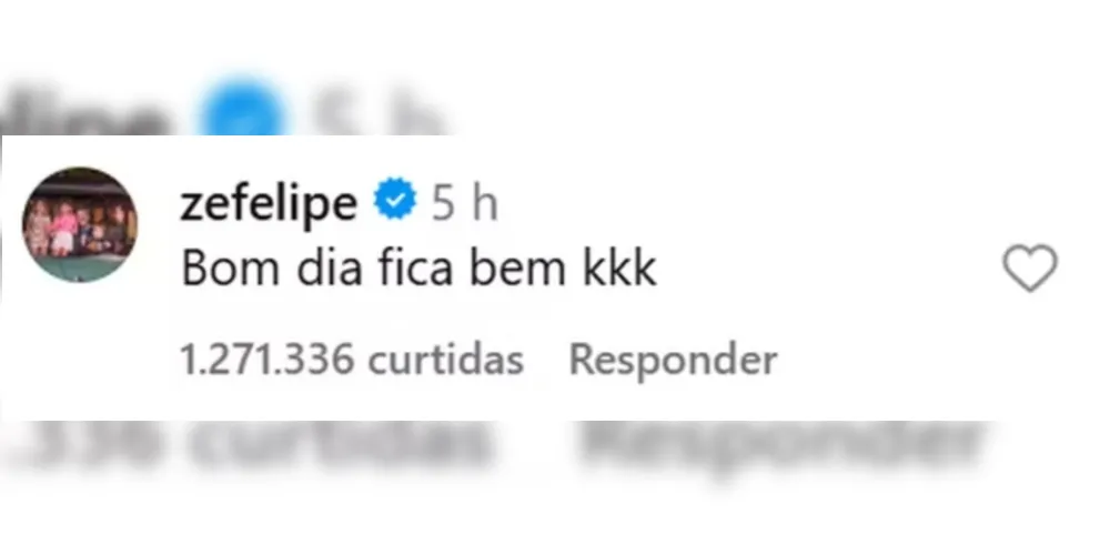 Comentário de Zé Felipe