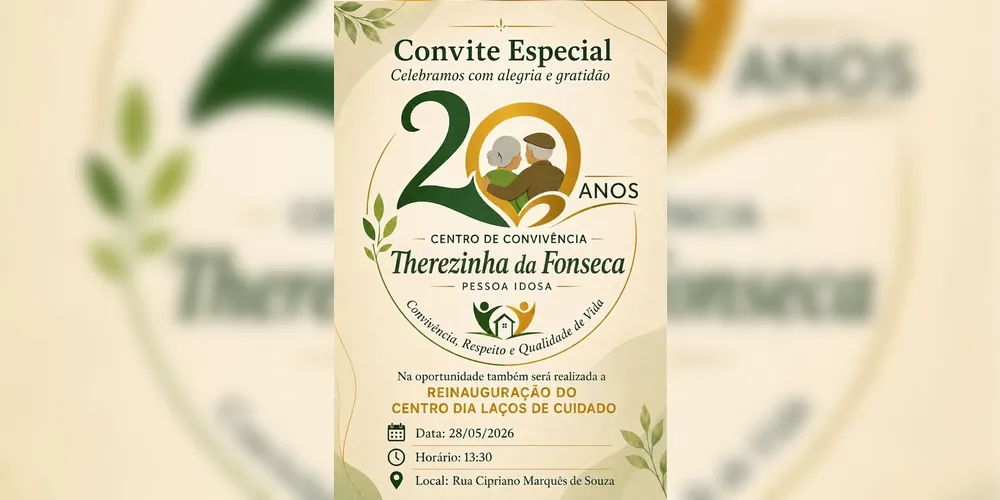 A programação especial marca ainda os 20 anos do Centro de Convivência Terezinha da Fonseca