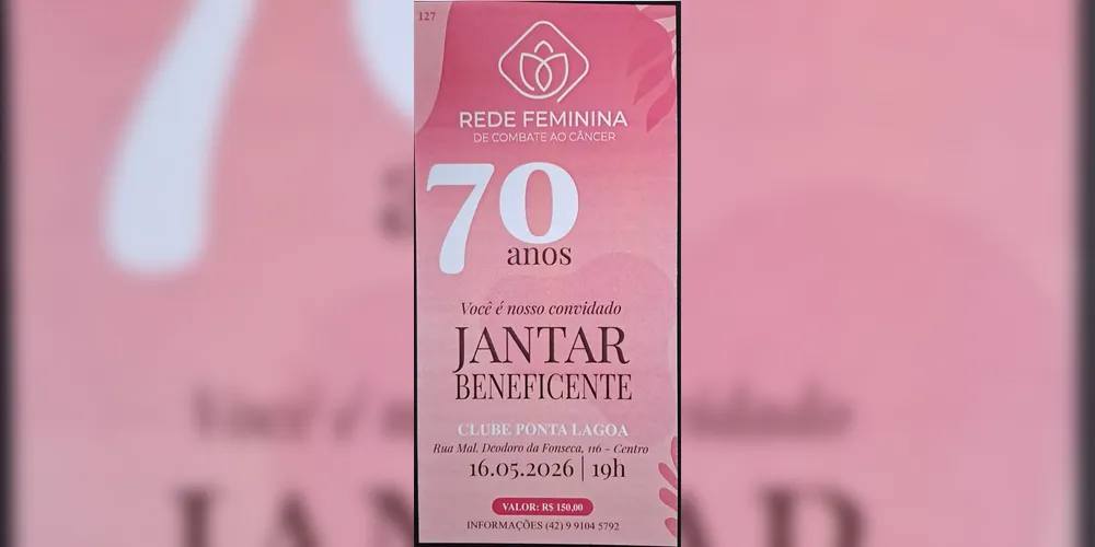 O jantar de comemoração ocorre neste sábado (16) no Clube Ponta Lagoa- Centro