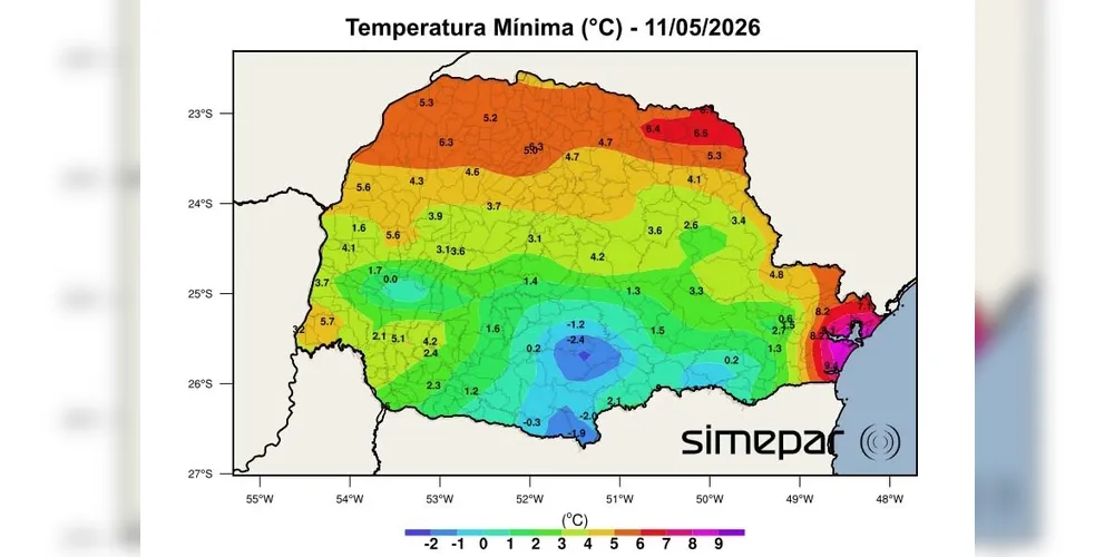 Segundo metereologista da Simepar, condição no Paraná foi favorável para geadas