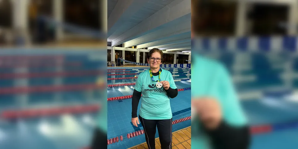 Atleta master e veterana Vera Lúcia Hauer, de 69 anos