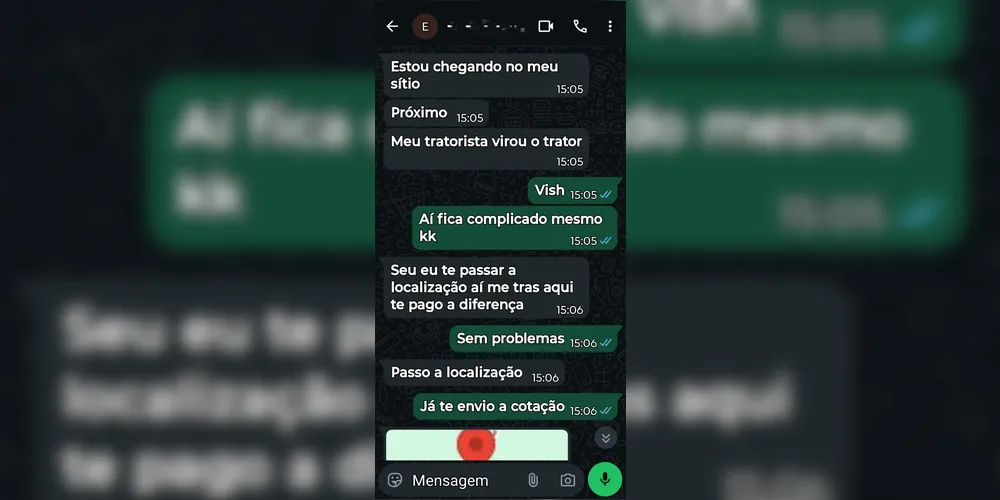 Confira a suposta conversa entre o motoboy e o cliente
