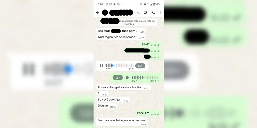 Mensagens trocadas entre o investigado e uma das vítimas