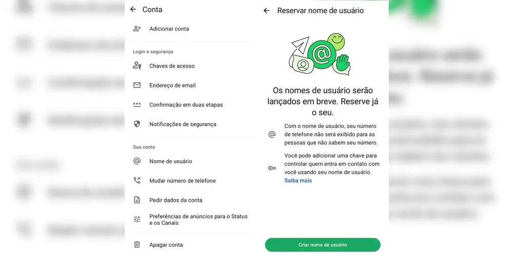 Imagem ilustrativa da imagem WhatsApp ganha nomes de usuário e vai dispensar número para começar conversa