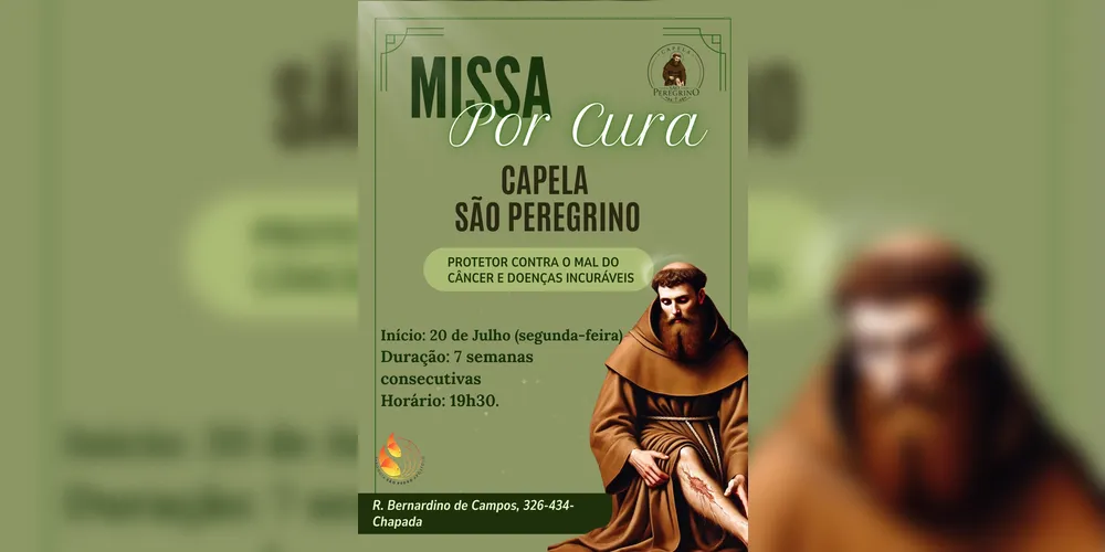Imagem ilustrativa da imagem Capela São Peregrino inicia ciclo de missas semanais por cura em Ponta Grossa