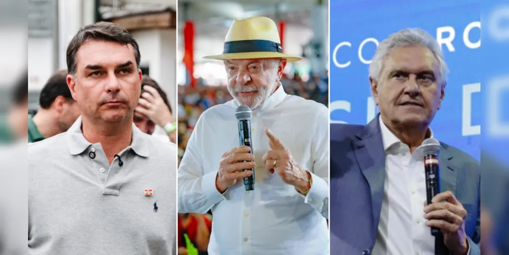 Flávio Bolsonaro, Luiz Inácio Lula da Silva e Ronaldo Caiado lideram as intenções de voto no Paraná