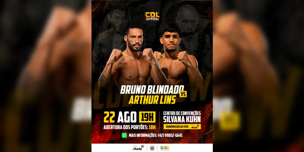 Imagem ilustrativa da imagem Ex-UFC Bruno Blindado enfrenta tricampeão mundial Arthur Lins no CDL Show
