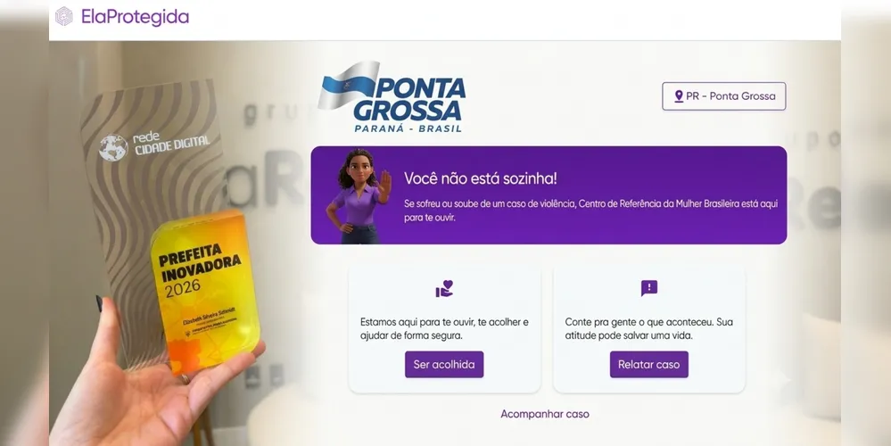 Imagem ilustrativa da imagem Ponta Grossa é premiada no ‘Prefeita Inovador 2026’ com a plataforma 'ElaProtegida'