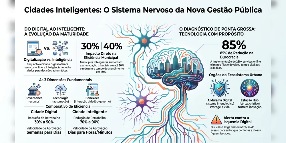 Na imagem, o conselheiro resume pontos principais sobre sua opinião referente à reportagem especial "Ponta Grossa: Cidade Inteligente".