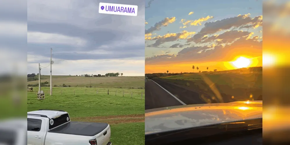 Médico de Londrina compartilhou imagens da caminhonete e do trajeto entre Umuarama e Palotina horas antes do capotamento