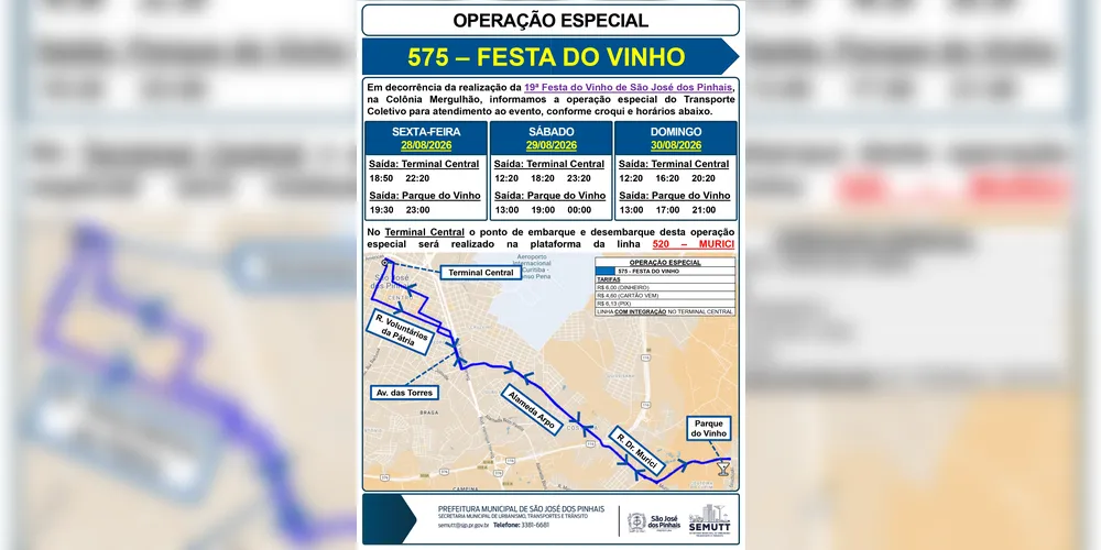 Operação especial de ônibus para o evento