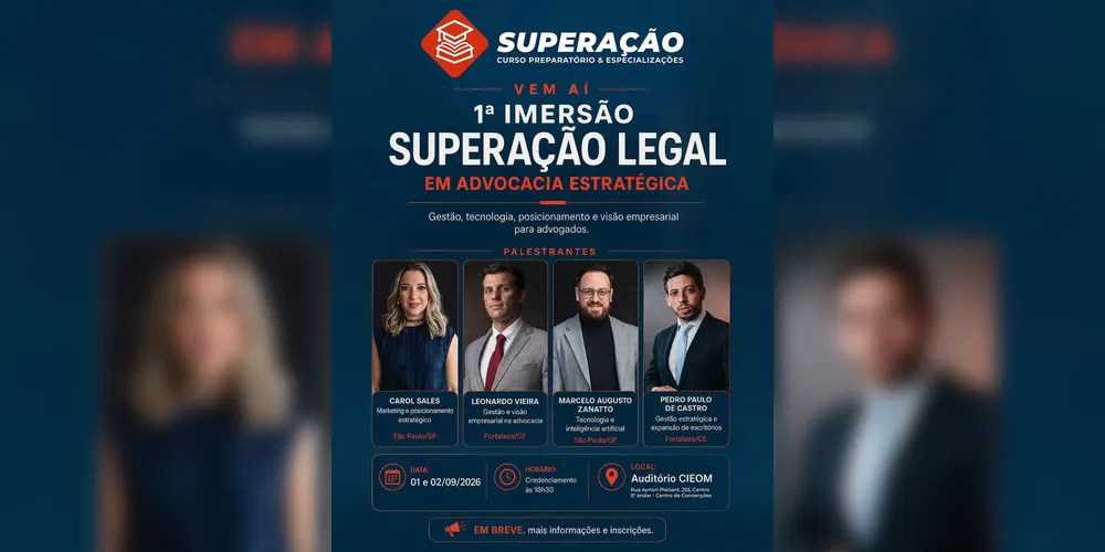 Imagem ilustrativa da imagem Ponta Grossa recebe a 1ª Imersão 'Superação Legal' focada em advocacia estratégica