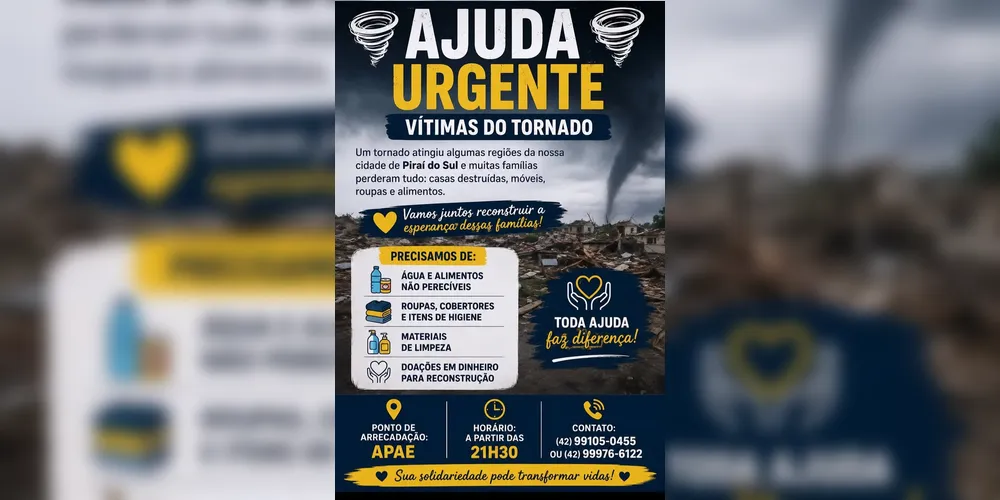 Imagem ilustrativa da imagem Bombeiros mobilizam força-tarefa para ajudar afetados pelo tornado em Piraí do Sul
