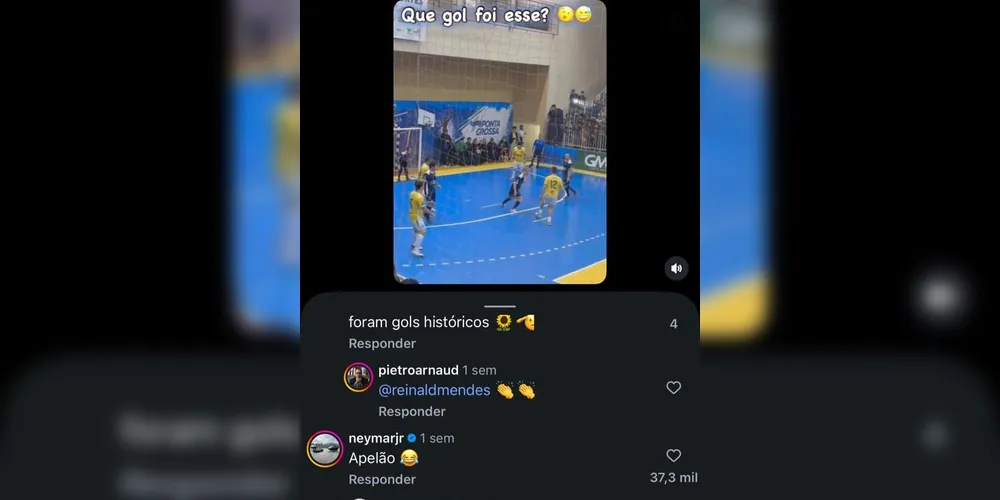 Comentário de Neymar no lance do rei do futsal no Ginásio Oscar Pereira, em Ponta Grossa