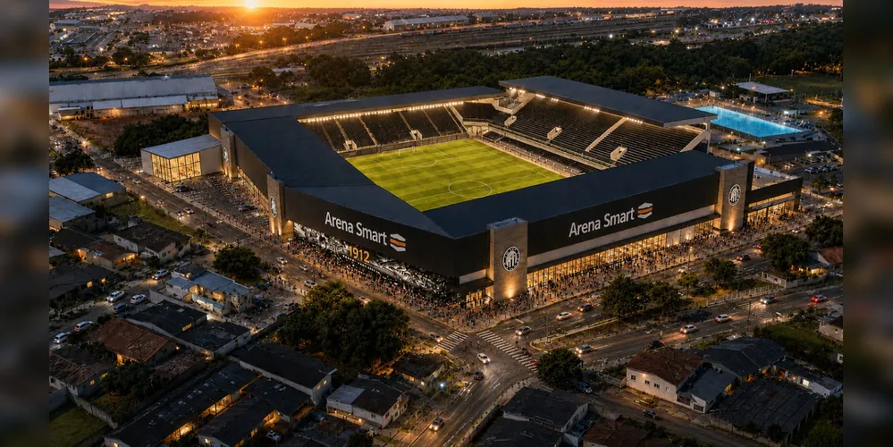 A projeção da Arena Espaço Smart, novo estádio do Operário Ferroviário, time de Ponta Grossa.