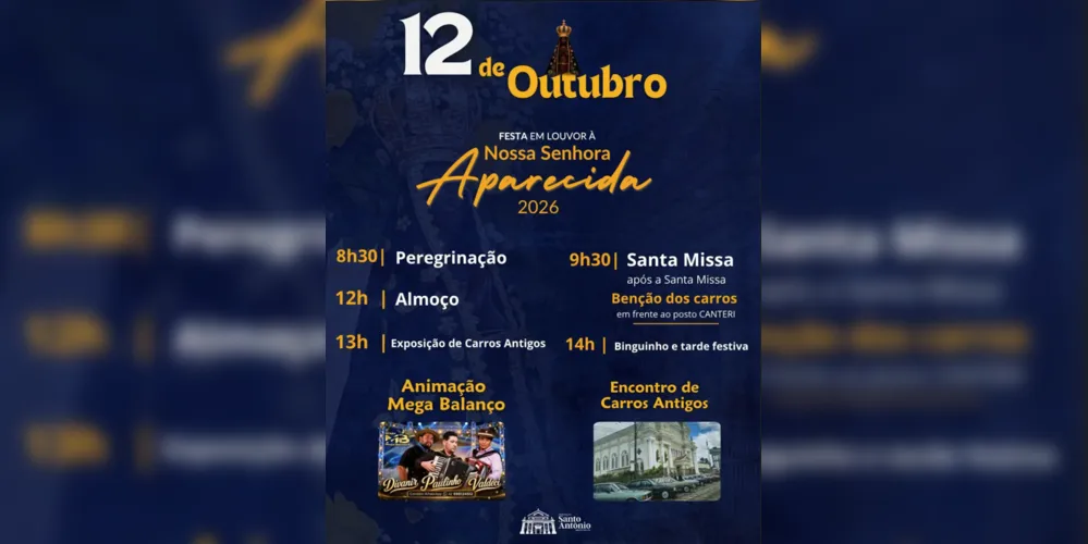 Banner da programação para a Festa de Nossa Senhora Aparecida
